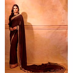 Soft Georgette Saree With Lace Border With Blouse Piecs