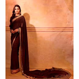 Soft Georgette Saree With Lace Border With Blouse Piecs