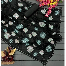 YNF Heavy Faux Georgette Saree With Sequin Embroidery With Blouse Piecs