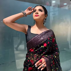 Heavy Soft Net Saree with Sequins Embroidery With Blouse Piecs
