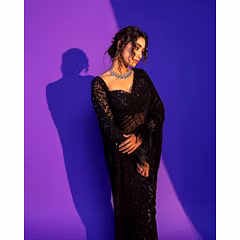 Soft Net Saree with Sequin Embroidered Pallu With Blouse Piecs