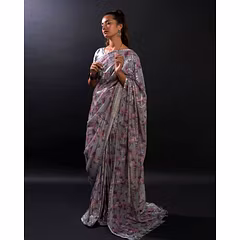 Georgette Saree With Satin Border With Blouse Piecs