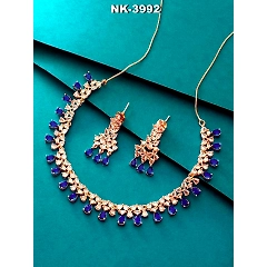 Gold-plated Alloy Necklace Set with Pearls, Cubic Zirconia, and Beads for Women and Girls