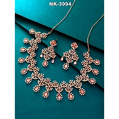 Fashion Frill American Diamond Necklace with Matching Earrings – Elegant & Stylish