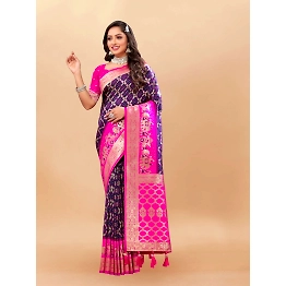 YNF Soft Patola Silk Saree with Meenakari Motifs, Rich Zari Pallu, Contrast Border & Tassels