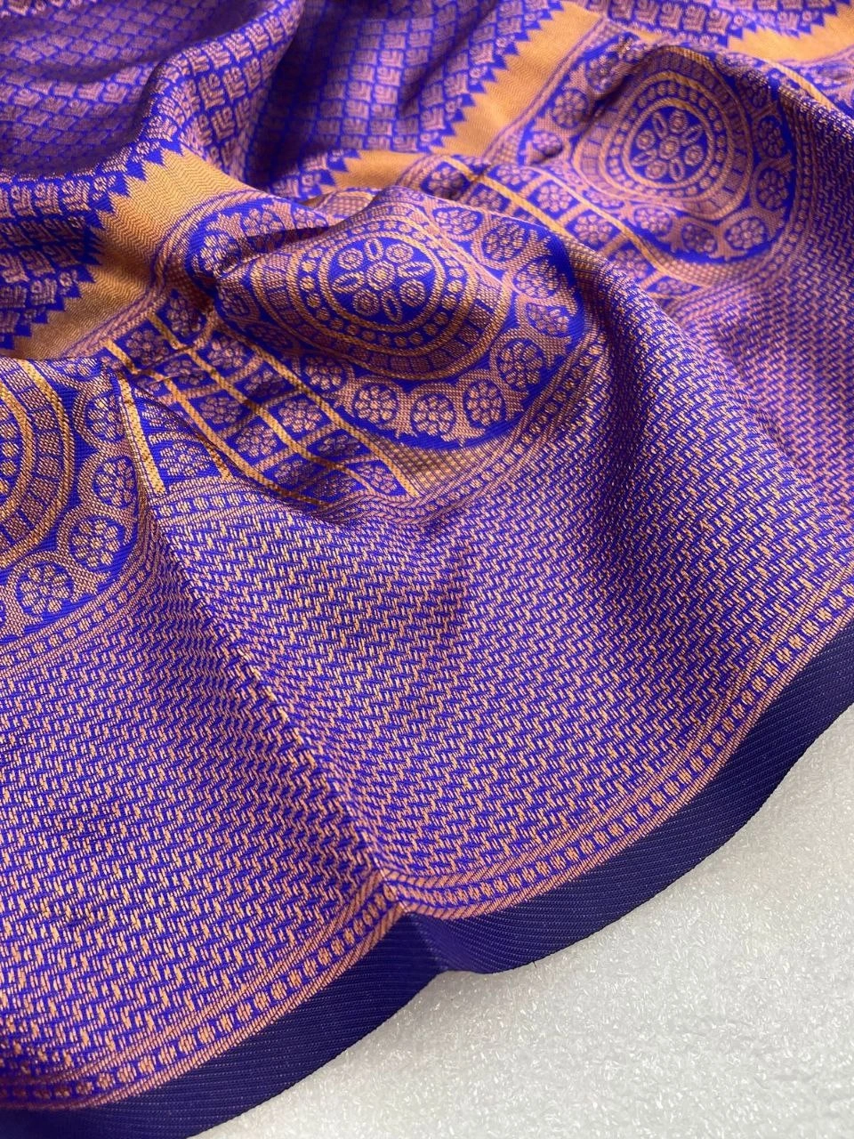 Soft Silk Saree with Copper Jari Work, Rich Design, and Jacquard Border Blouse Piece-Purple-5