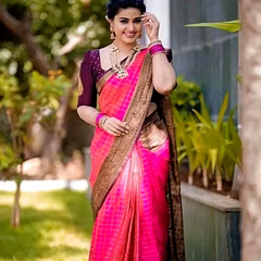 Soft Lichi Silk Saree with Golden Jari, Rich Design Pallu & Jaquard Border Blouse Piece