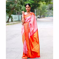 Soft Lichi Silk Saree with Heavy Jaquard Border & Rich Pallu - Trendy & Light Weight