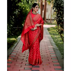 Soft Silk Saree with Copper Jari Work, Rich Design, and Jacquard Border Blouse Piece