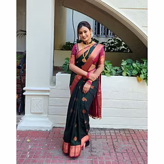Soft Silk Saree with Copper Jari Work, Rich Design, and Jacquard Border Blouse Piece