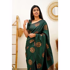 Soft Silk Saree with Copper Jari Work, Rich Design, and Jacquard Border Blouse Piece