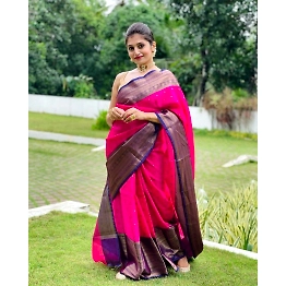 YNF Elegant Soft Lichi Silk Saree with Golden Jari, Heavy Jaquard Border & Rich Pallu