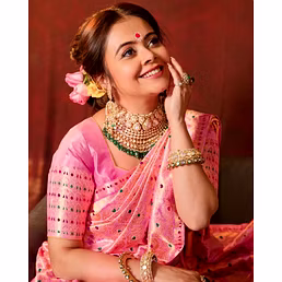 Soft Lichi Silk Saree with Golden Jari and Green-Red Mina Design, Rich Pallu, Jaquard Border Blouse