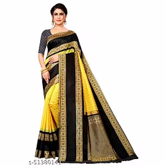 Soft Lichi Silk Saree with Golden Jari, Heavy Jacquard Border & Rich Pallu