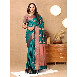 Soft Katan Silk Saree with Copper Zari Weaving Design and Rich Zari Pallu