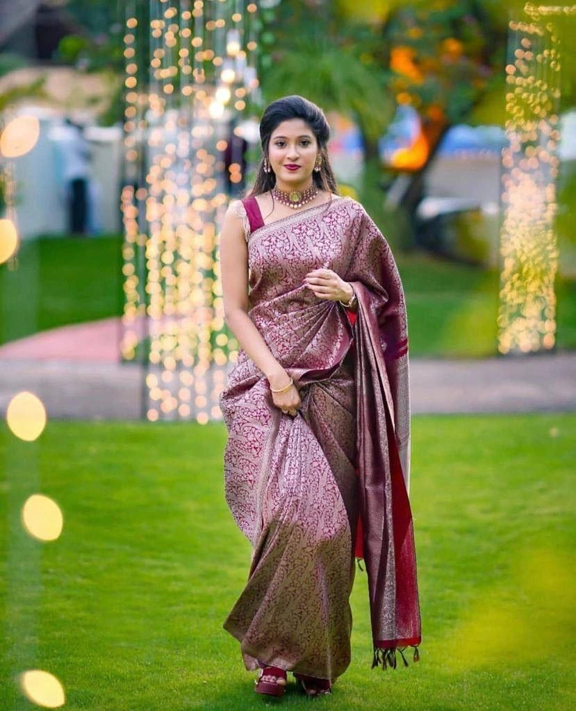 Soft Silk Silver Jari Saree with Rich Pallu and Jaquard Border for Celebrations-SRIdiya-Red