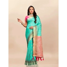 YNF Soft Katan Silk Saree with Zari Weaving Design, Pallu, Border & Silk Blouse Piece
