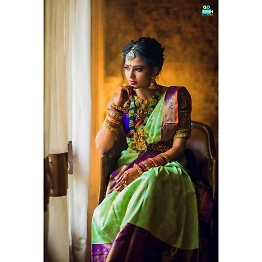 YNF Pure Soft Lichi Silk Saree with Golden Jari and Heavy Jaquard Border