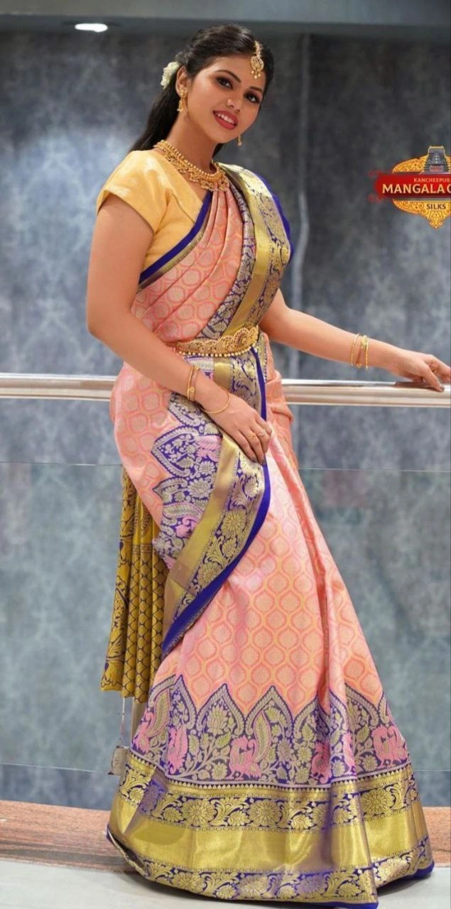 Soft Silk Saree with Golden Jari Work, Jaquard Border &amp; Trendy Pallu-SRIkalpana-Pink