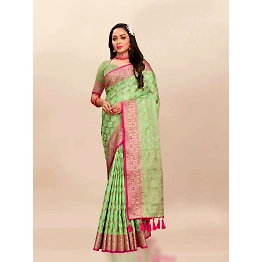 YNF Soft Katan Silk Saree with Rich Zari Weaving Design, Border, and Tassels, Silk Blouse Included