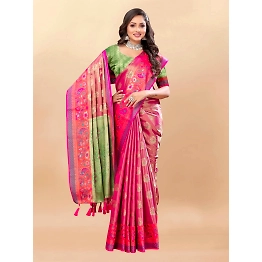 YNF Soft Kanjivaram Silk Saree with Rich Zari Weaving and Tassel-Embellished Pallu