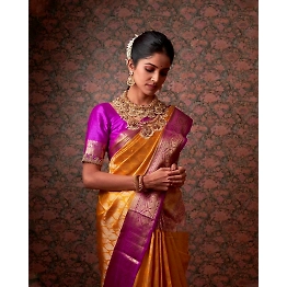 YNF Soft Lichi Silk Saree with Golden Jari & Heavy Jaquard Design - Rich Pallu & Border