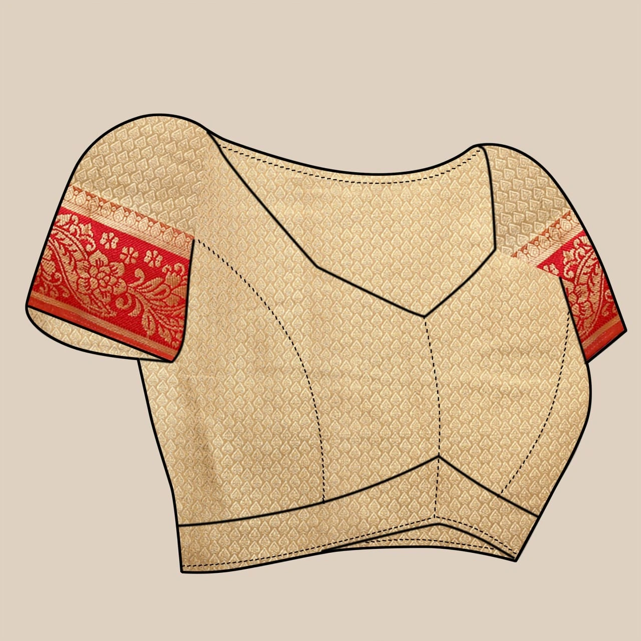 Soft Cotton Saree with Rich Zari Weaving Pallu, Contrast Border, and Silk Blouse Piece-Beige-4