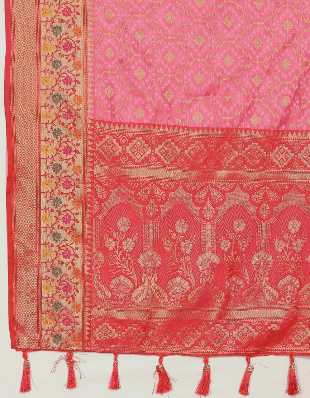 Soft Organza Silk Saree with Elegant Meenakari Weaving Design-Peach-4