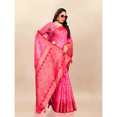 Soft Organza Silk Saree with Elegant Meenakari Weaving Design