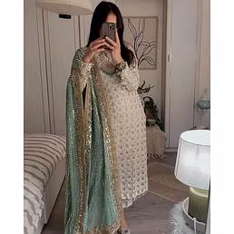 Elegant Fox Georgette Set with Sequence Embroidery and Real Mirror Dupatta