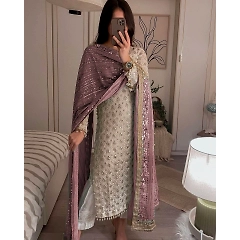 Elegant Fox Georgette Set with Sequence Embroidery and Real Mirror Dupatta