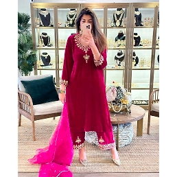 Designer Dull Santoon Suit with GPO Lace Work &amp; Fancy Latkan - Multiple Sizes Available