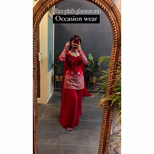 Designer Faux Georgette Suit with Sharara & Dupatta: Thread & 9MM Sequence Work