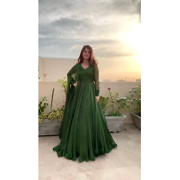 Elegant Designer Gown with Lace Work and Faux Georgette Dupatta - Multiple Sizes Available