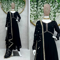 Elegant Faux Georgette Designer Suit with Hand Work and Sequins Dupatta