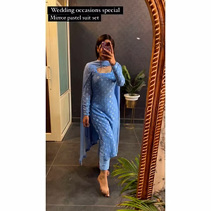 Beautiful Designer Suit in Faux Georgette with Inner & 9MM Sequence Work