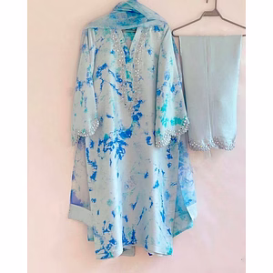 Beautiful Designer Suit on Crep Silk with Digital Print and Sequnce Work, Crep Silk Pent, and Tibby Silk Dupatta with Digital Print