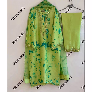 Beautiful Designer Suit on Crep Silk with Digital Print and Sequin Work, Crep Silk Pent, and Tibby Silk Dupatta with Digital Print