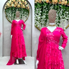 Designer Velvet Suit with Jacquard Lace Work and Velvet Pent