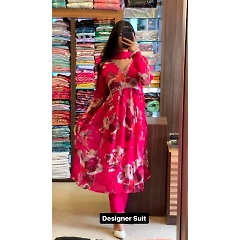 Designer Muslin Cotton Suit with Digital Print, Hand Work, and Inner, Crep Pent with Elastic, Faux Georgette Dupatta with Sequnce Work and Fancy Lace