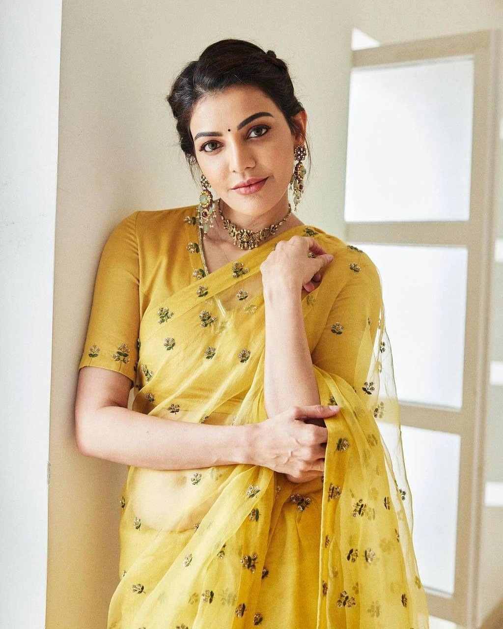 Elegant Chanderi Silk Saree with Thread &amp; Sequence Work and Benglori Silk Blouse-RKD484-Yellow