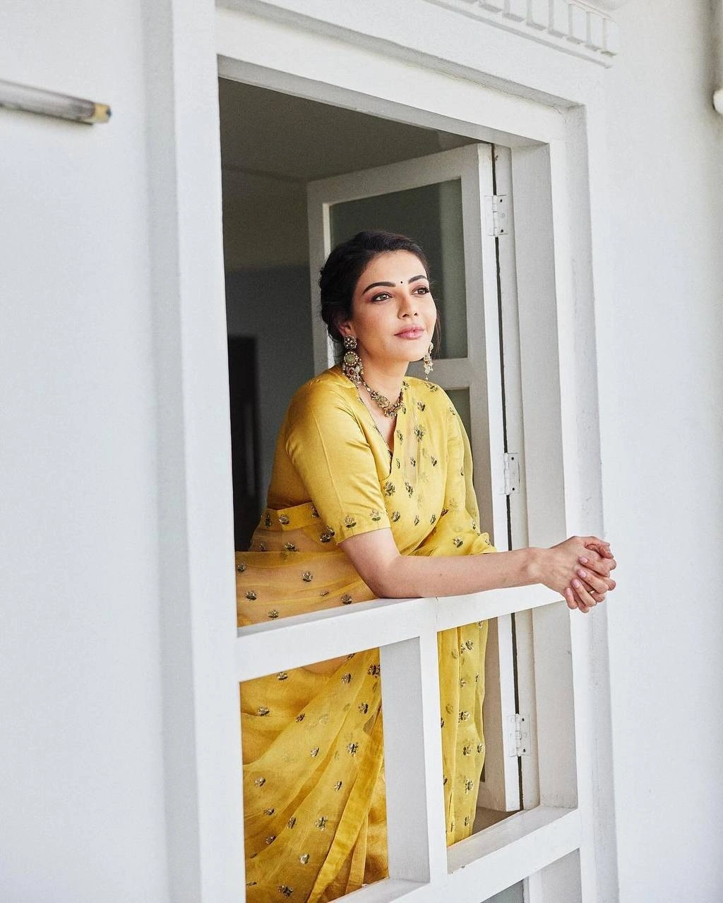 Elegant Chanderi Silk Saree with Thread &amp; Sequence Work and Benglori Silk Blouse-Yellow-1