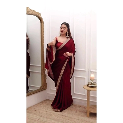 YNF Beautiful Designer Saree: Tibby Silk, Thred & Sequnce Work, Blouse: Mono Benglori (Un-Stitched)