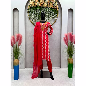 Digital Print Maslin Fabric with Sequins and Thread Work - 1kg