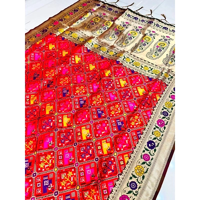 YNF Exquisite Handloom Patola Silk Saree with Gold Jari