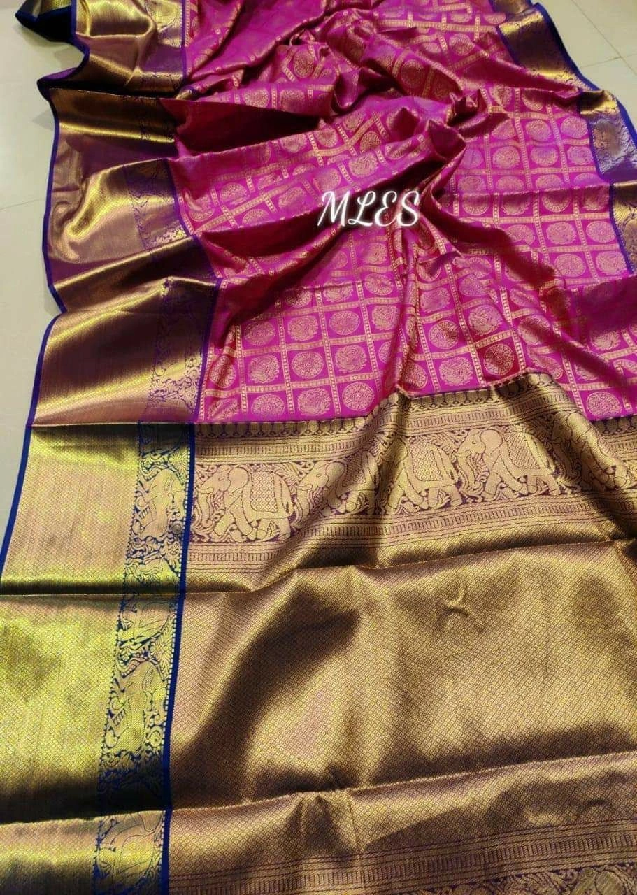 Kanchipuram Handloom Silk Saree with Rich Zari Pallu Border and Figure Design-PCFkanan-Rani