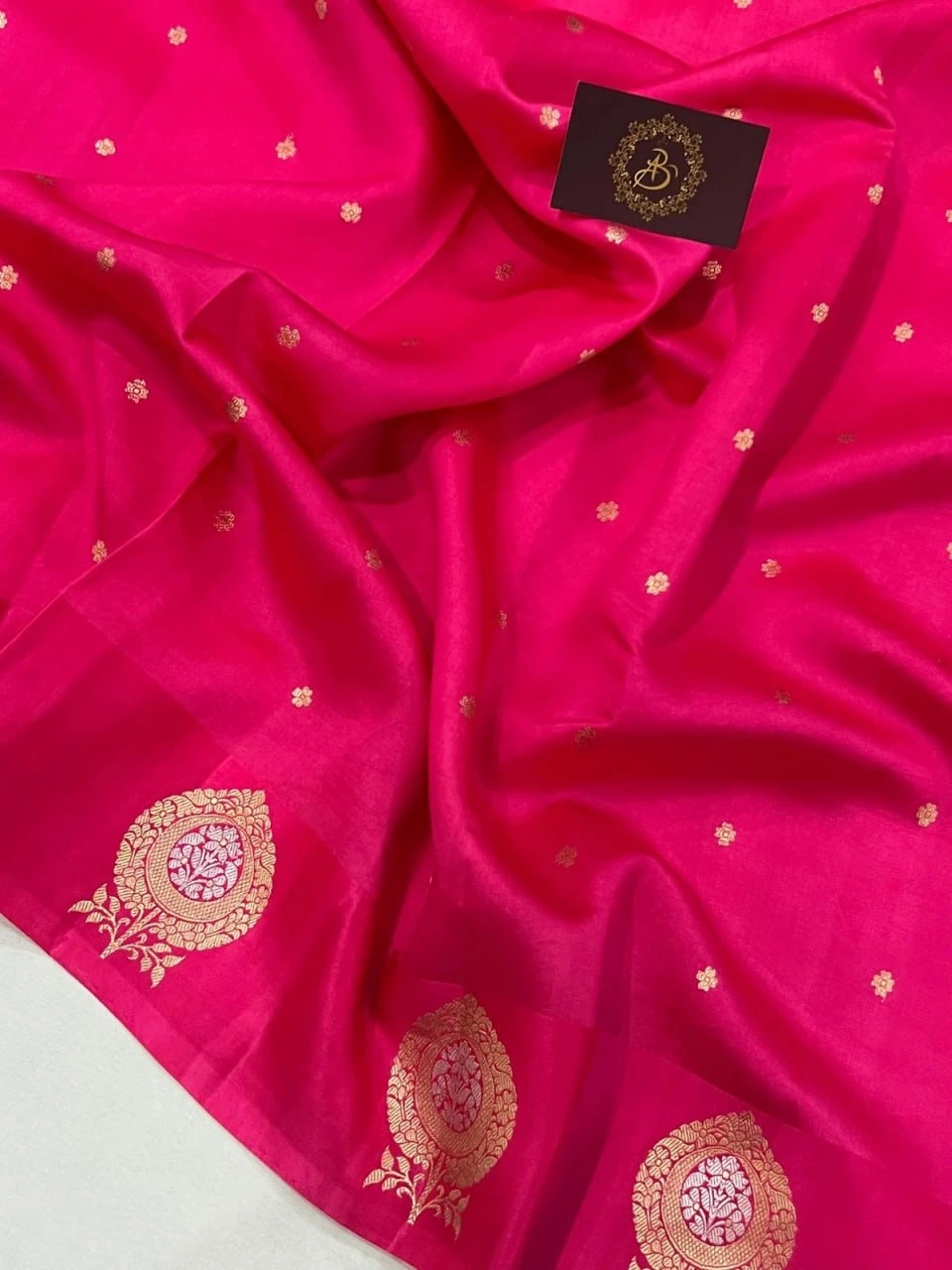 Kanchipuram Pure Silk Handloom Saree with Gold Jari Blouse-Pink-4