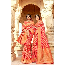 YNF Kanchipuram Pure Silk Handloom Saree with Silver and Gold Jari