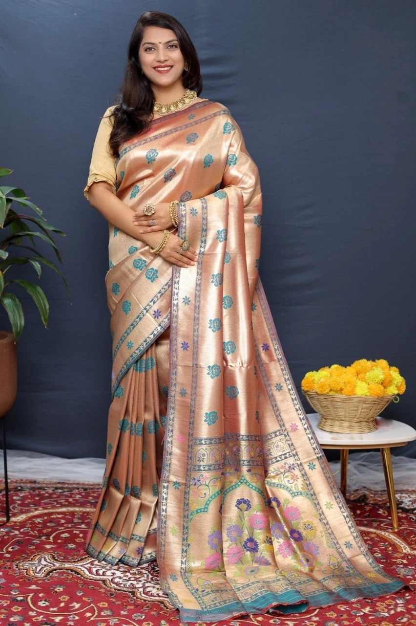 Paithani Pure Silk Handloom Saree with Pure Jari Soft Silk Fabric-PCFAmrut-Rama