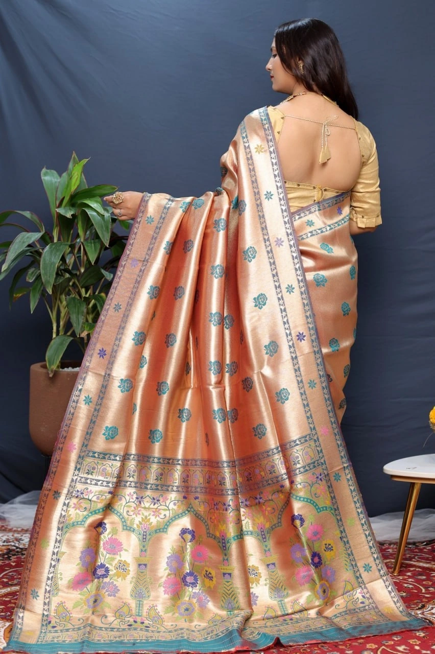 Paithani Pure Silk Handloom Saree with Pure Jari Soft Silk Fabric-Rama-3